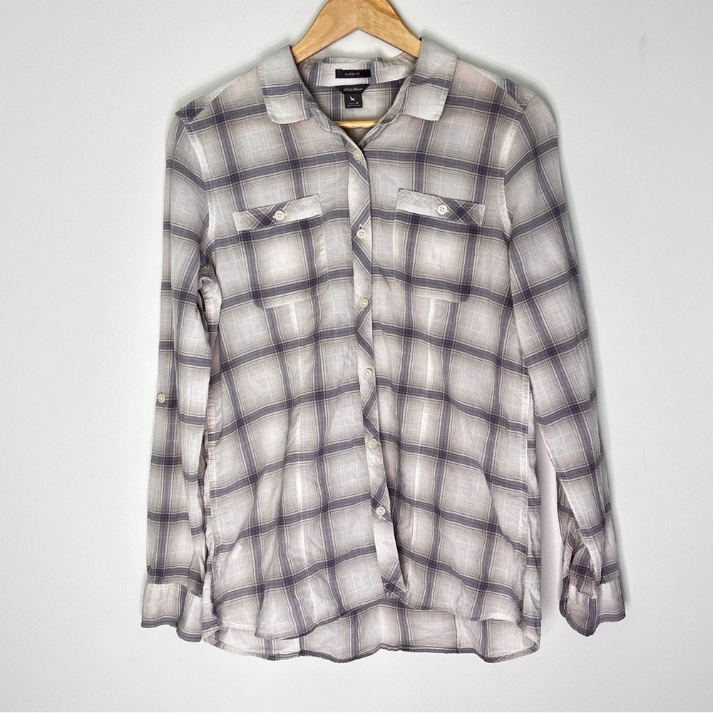 Eddie Bauer Classic Fit Women’s Plaid Shirt Size Medium Western Casual C39
